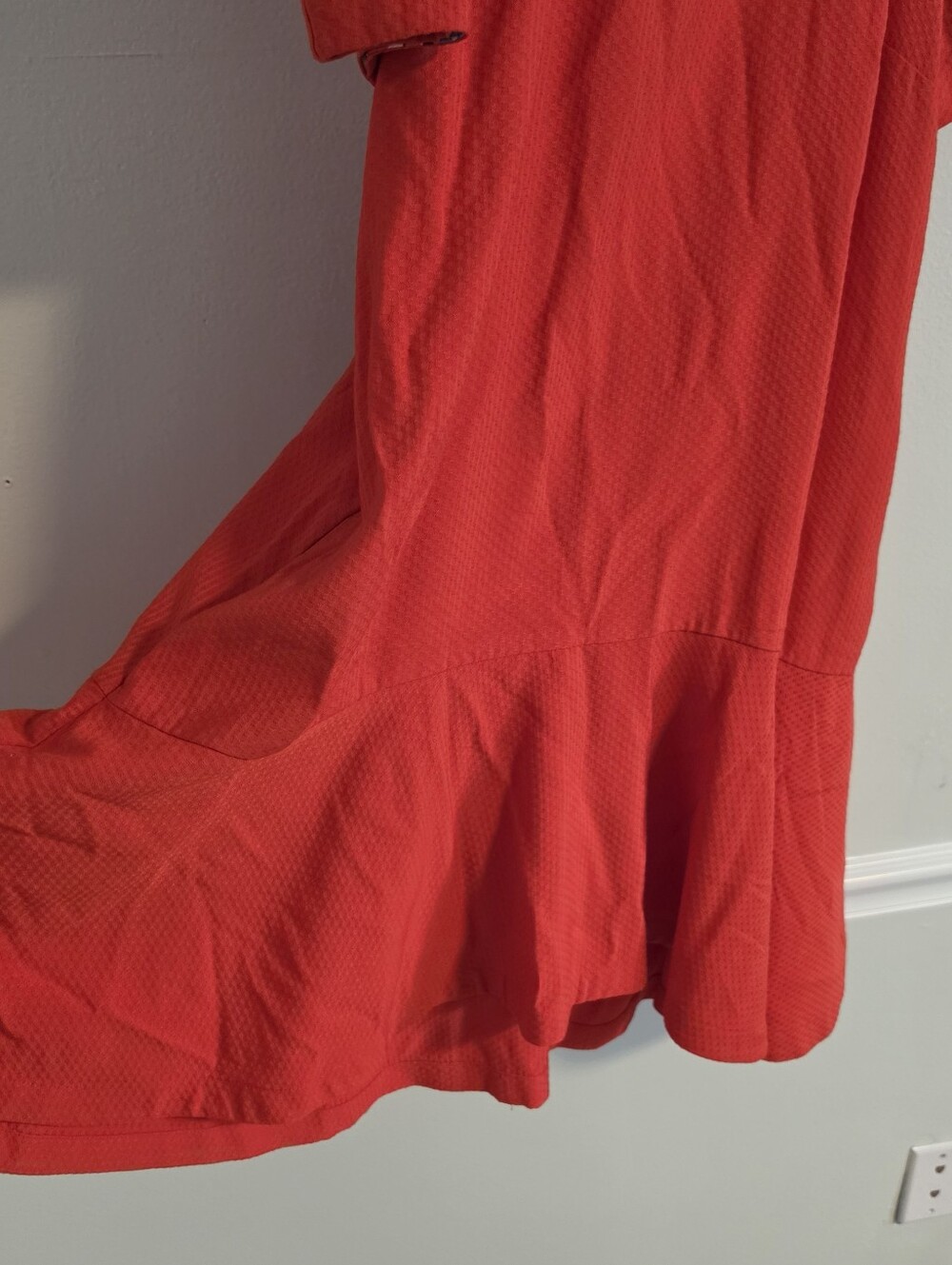Maeve Anthropologie Puff Sleeve Drop Waist Mini Dress Red 12P Petite Flounce Euc - Picture 14 of 16